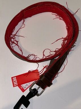 Diesel Red and Brown Men's Leather Belt